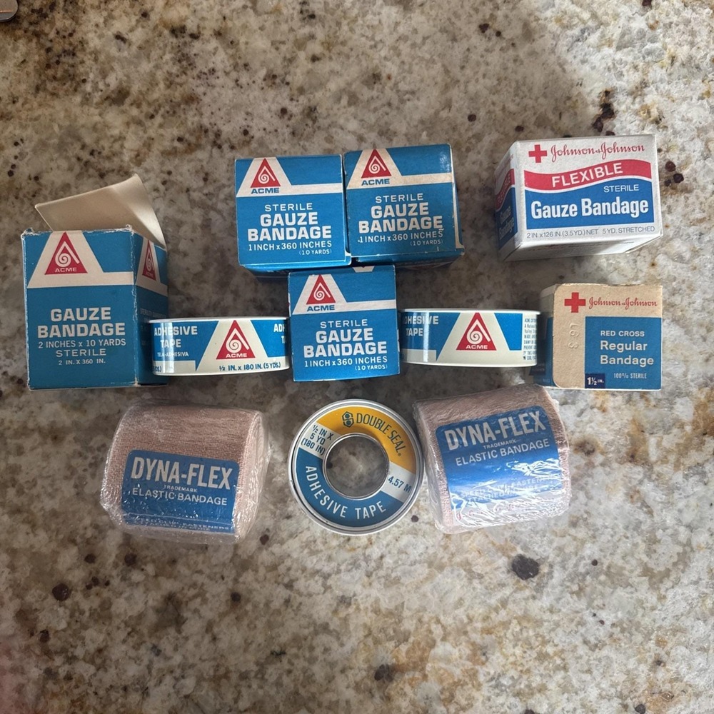 Vtg Medical Supply Lot NOS Johnson & Johnson ACME Gauze Tape Bandages USA Prop